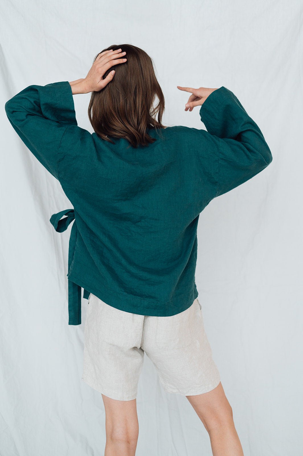 AJO wrap shirt white - MOO Linen Shop