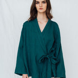 AJO wrap shirt white - MOO Linen Shop