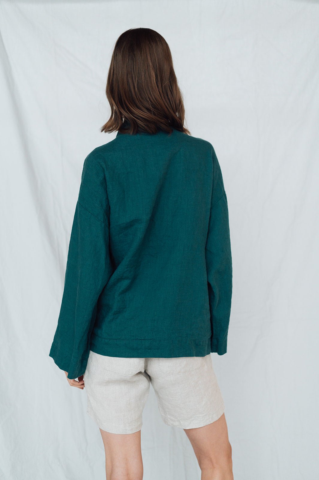 AJO wrap shirt white - MOO Linen Shop