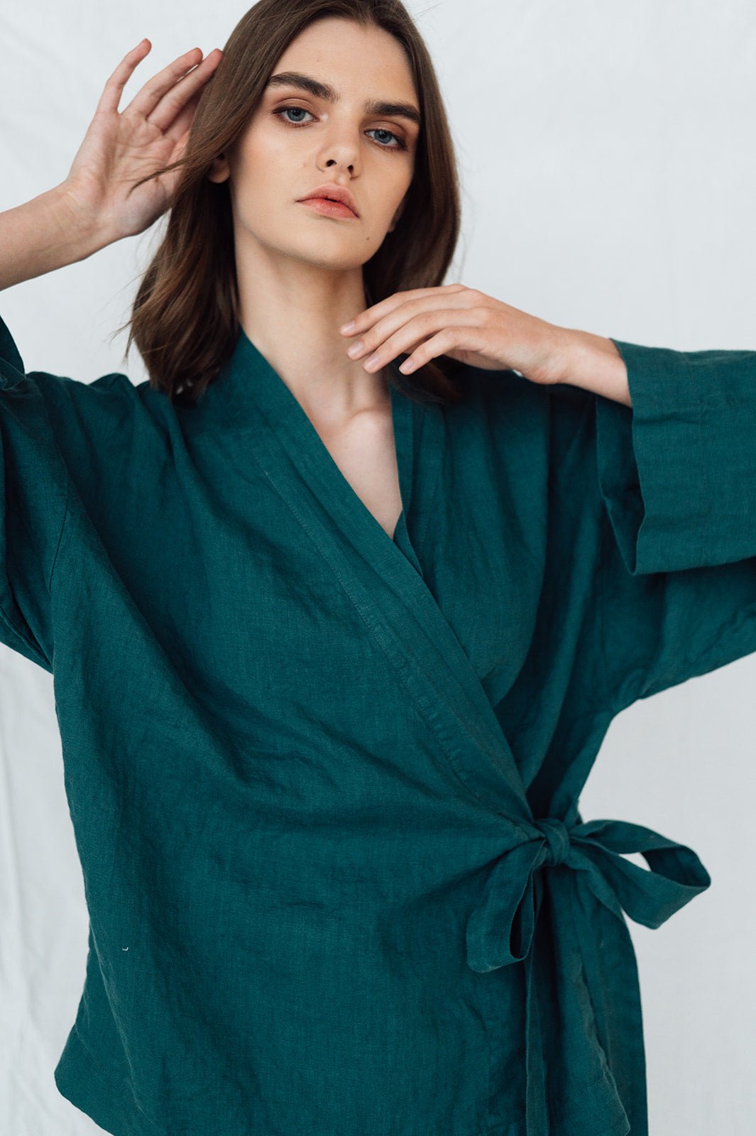 AJO wrap shirt white - MOO Linen Shop