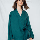 AJO wrap shirt white - MOO Linen Shop