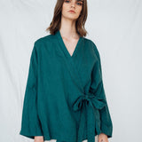 AJO wrap shirt white - MOO Linen Shop
