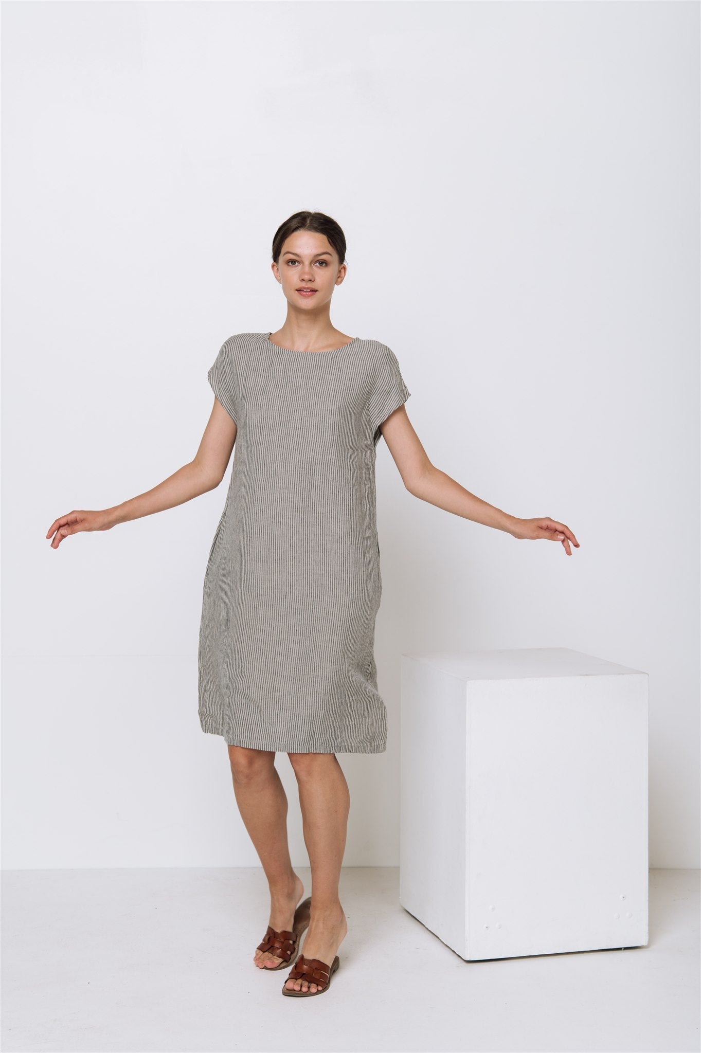 ALICE tunic dress white - MOO Linen Shop