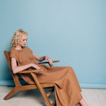 ANNA maxi bias cut dress camel - MOO Linen Shop