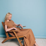 ANNA maxi bias cut dress camel - MOO Linen Shop