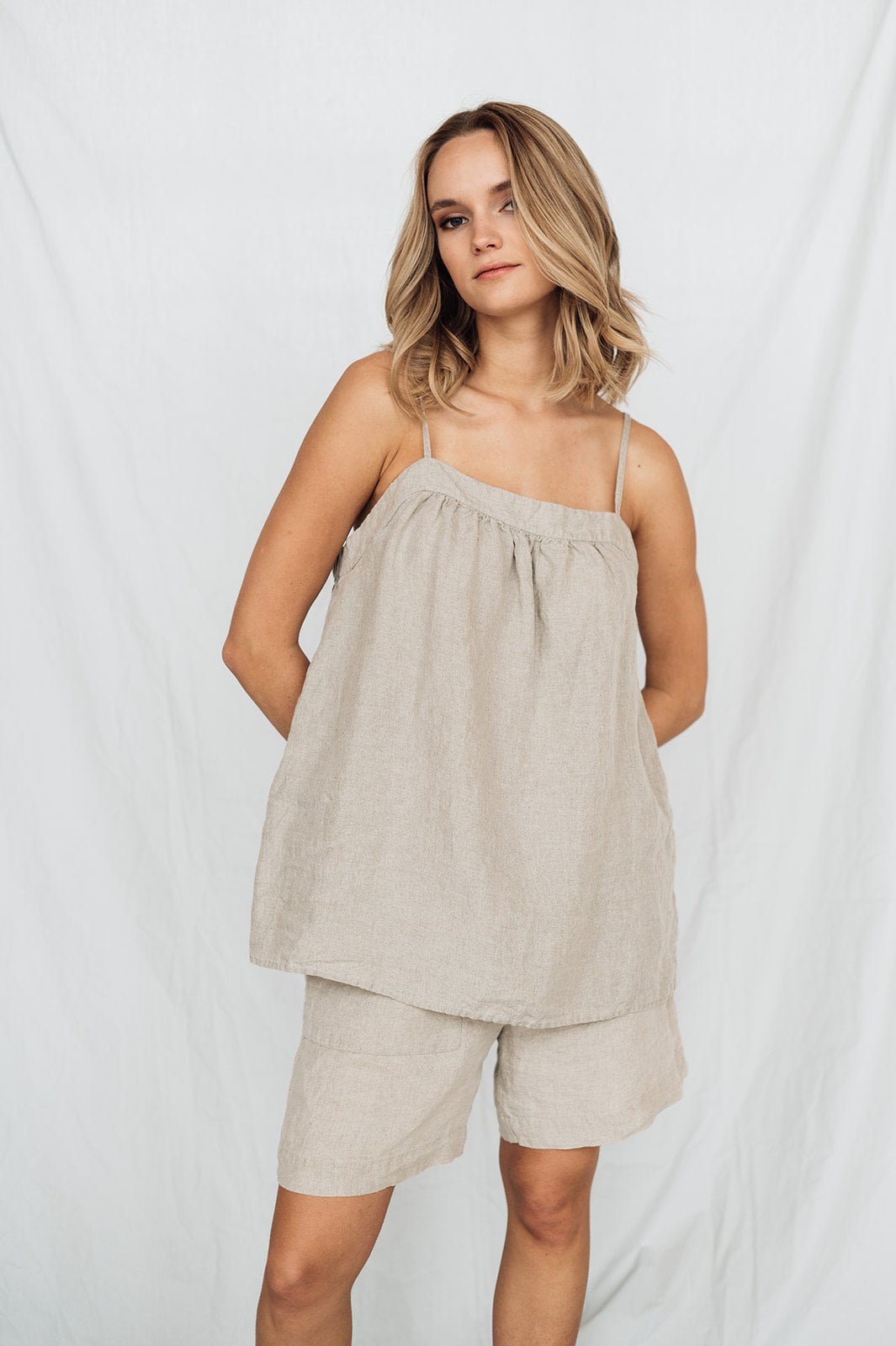 BALI cami set white - MOO Linen Shop