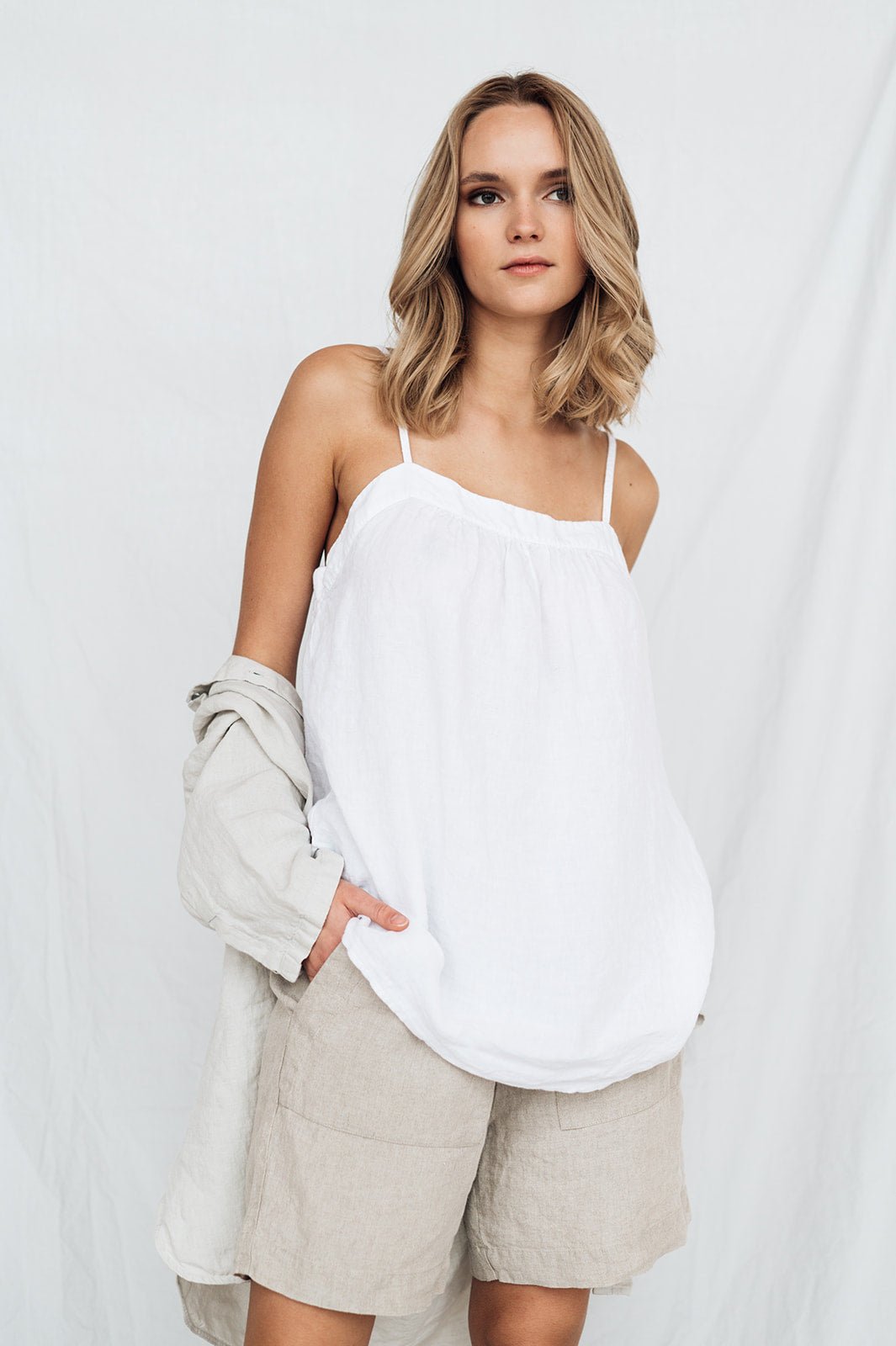 BALI cami set white - MOO Linen Shop