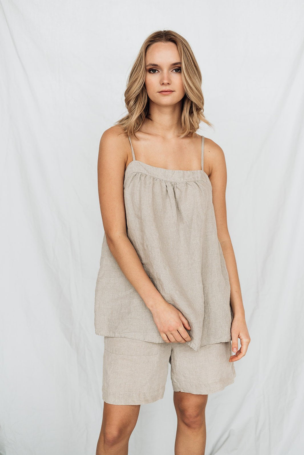 BALI cami set white - MOO Linen Shop