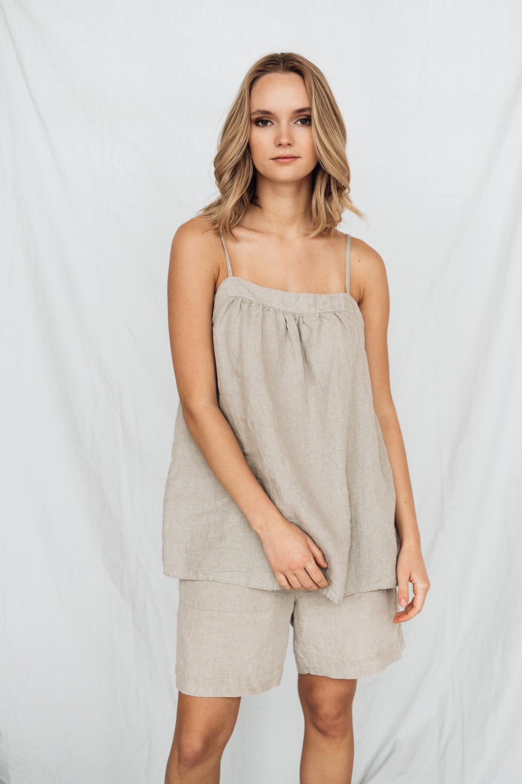 BALI cami set white - MOO Linen Shop