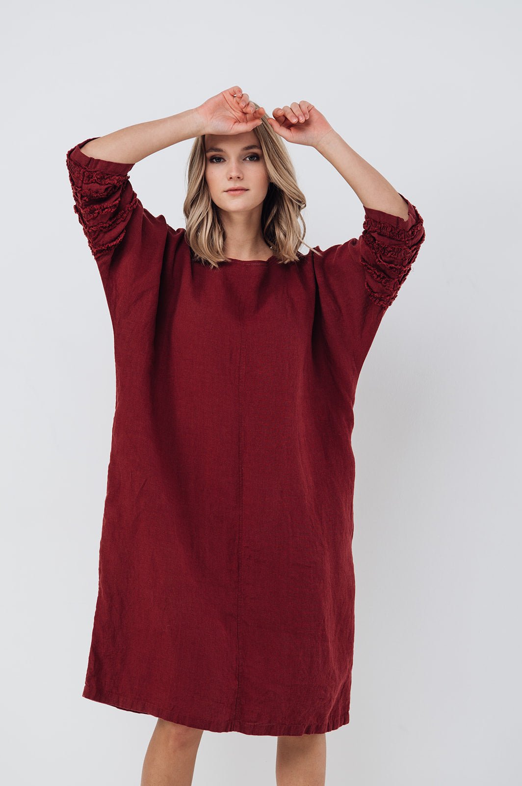 BARCELONA tunic dress cream - MOO Linen Shop