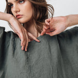 BARCELONA tunic dress cream - MOO Linen Shop