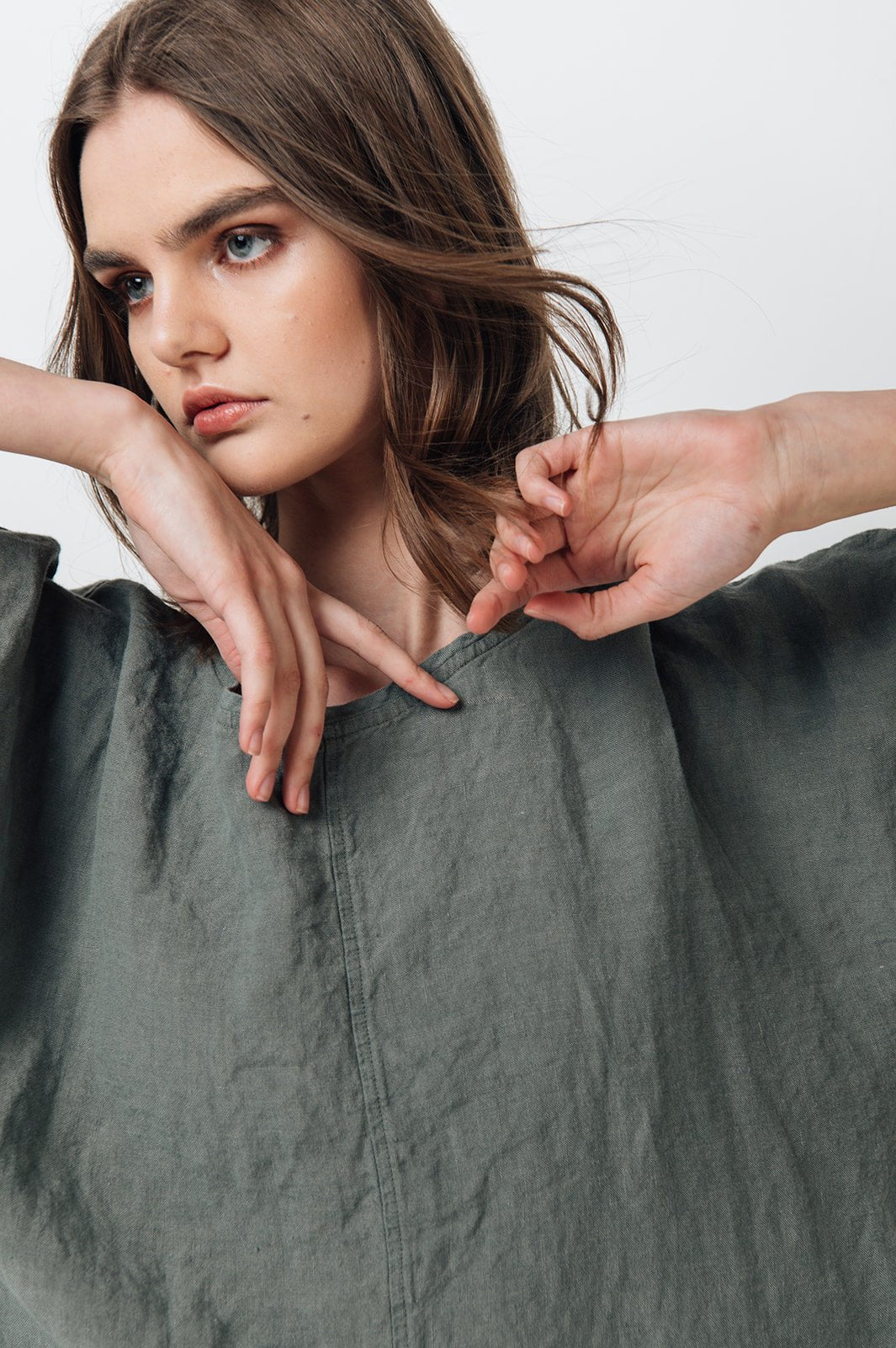 BARCELONA tunic dress cream - MOO Linen Shop