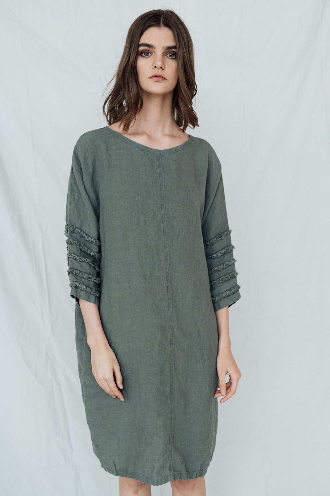 BARCELONA tunic dress cream - MOO Linen Shop