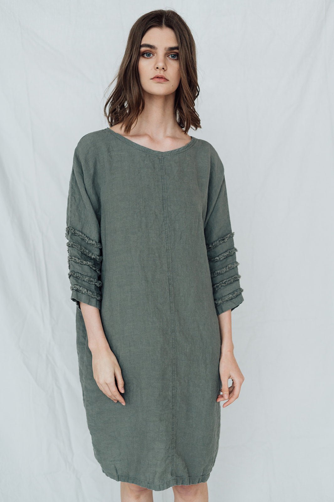 BARCELONA tunic dress cream - MOO Linen Shop