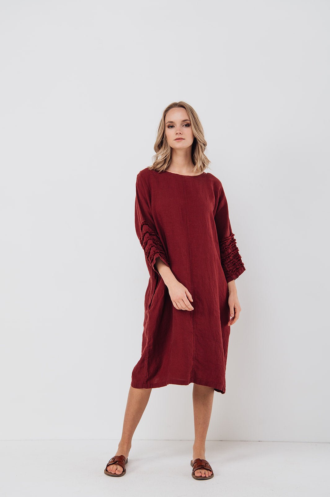 BARCELONA tunic dress cream - MOO Linen Shop