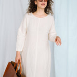 BAY summer linen dress cream - MOO Linen Shop