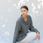 BE YOUNG shirt with pocket grey taupe - MOO Linen Shop