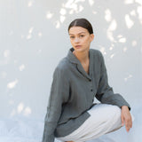 BE YOUNG shirt with pocket grey taupe - MOO Linen Shop