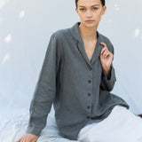 BE YOUNG shirt with pocket grey taupe - MOO Linen Shop