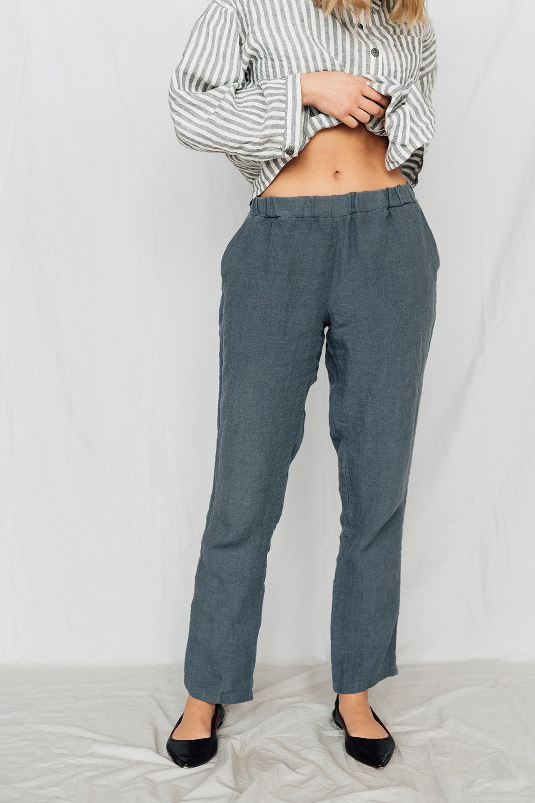 BELLA pants ocean green - MOO Linen Shop