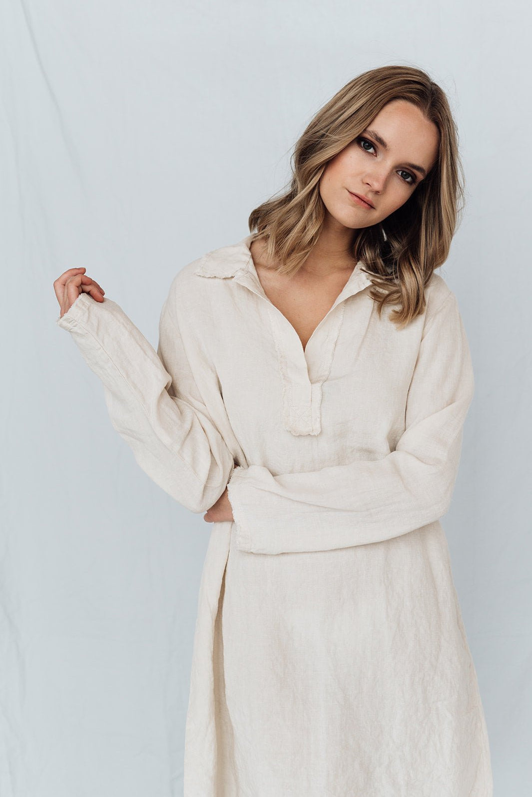 BIANCA tunic dress white - MOO Linen Shop