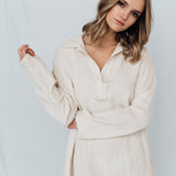 BIANCA tunic dress white - MOO Linen Shop