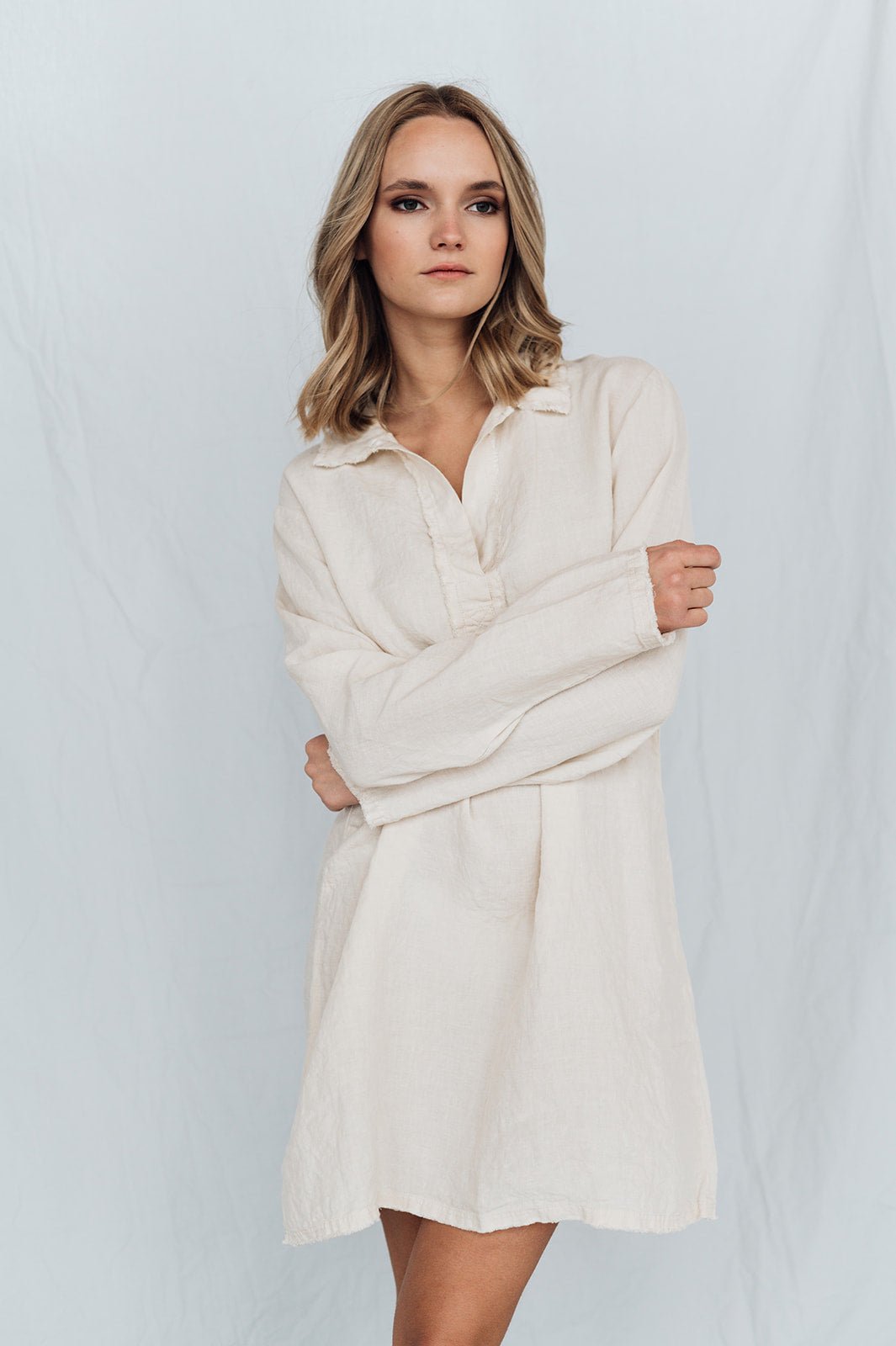 BIANCA tunic dress white - MOO Linen Shop