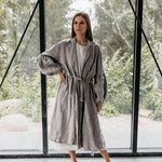 BOO wrap coat with puff sleeves havanna - MOO Linen Shop