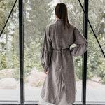 BOO wrap coat with puff sleeves havanna - MOO Linen Shop