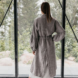 BOO wrap coat with puff sleeves havanna - MOO Linen Shop