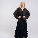 BOXY oversized jacket espresso - MOO Linen Shop