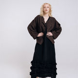 BOXY oversized jacket espresso - MOO Linen Shop