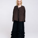 BOXY oversized jacket espresso - MOO Linen Shop