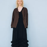 BOXY oversized jacket espresso - MOO Linen Shop