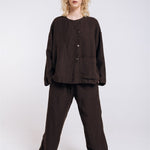 BOXY oversized jacket espresso - MOO Linen Shop
