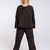 BOXY oversized jacket espresso - MOO Linen Shop