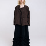 BOXY oversized jacket espresso - MOO Linen Shop