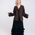 BOXY oversized jacket espresso - MOO Linen Shop