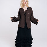 BOXY oversized jacket espresso - MOO Linen Shop