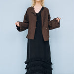 BOXY oversized jacket espresso - MOO Linen Shop