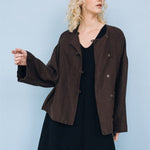 BOXY oversized jacket espresso - MOO Linen Shop