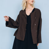 BOXY oversized jacket espresso - MOO Linen Shop