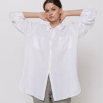 BOYFRIEND oversize linen shirt natural linen - MOO Linen Shop