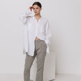 BOYFRIEND oversize linen shirt natural linen - MOO Linen Shop