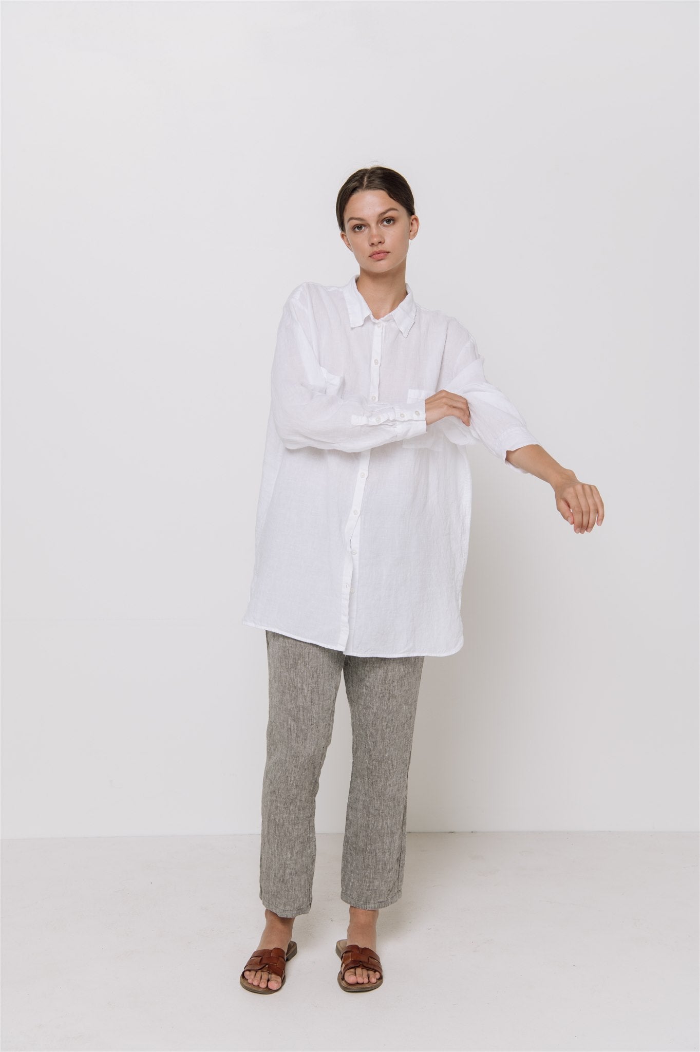 BOYFRIEND oversize linen shirt natural linen - MOO Linen Shop