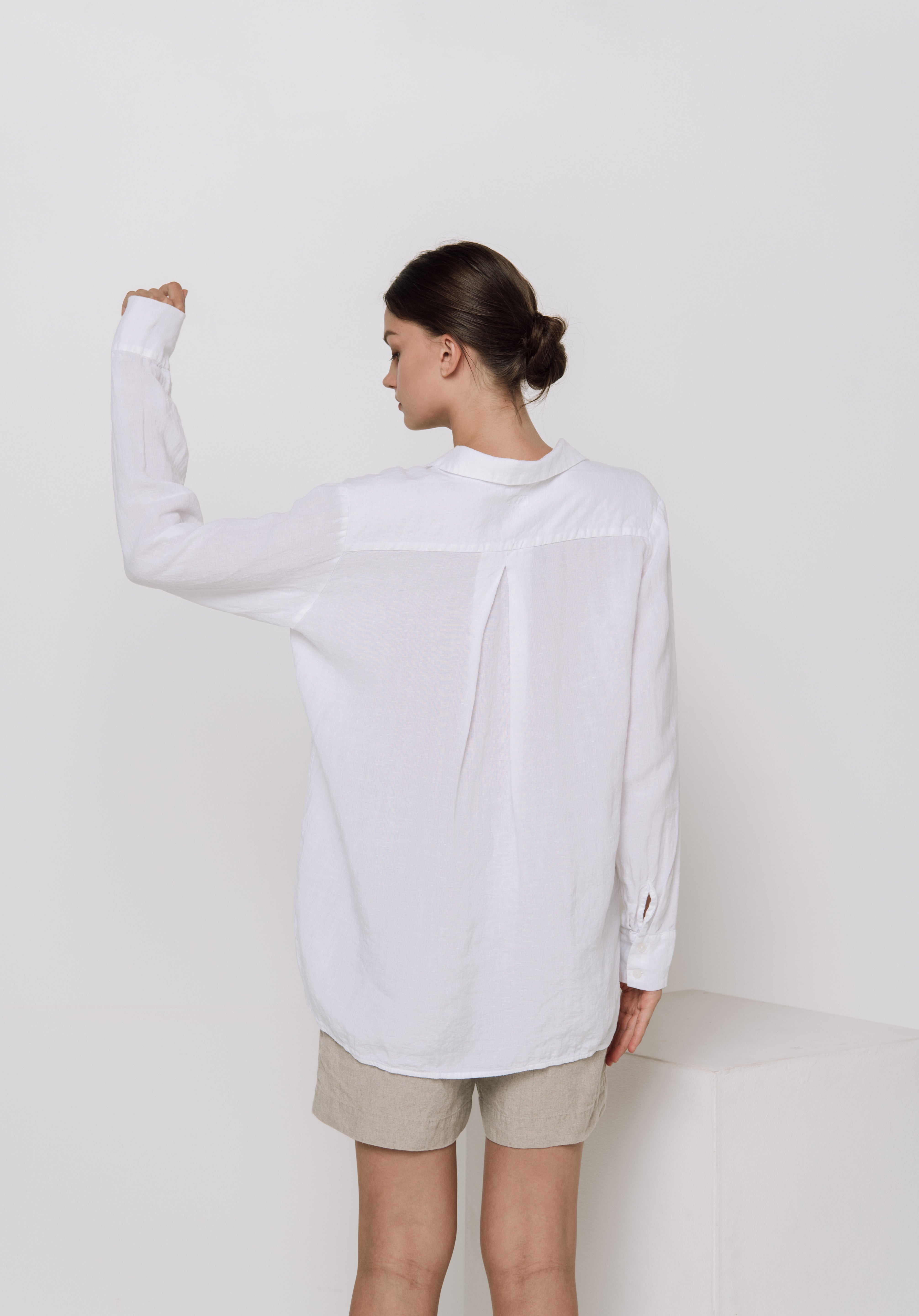 BOYFRIEND oversize linen shirt natural linen - MOO Linen Shop