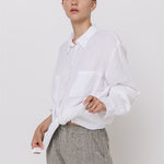 BOYFRIEND oversize linen shirt natural linen - MOO Linen Shop