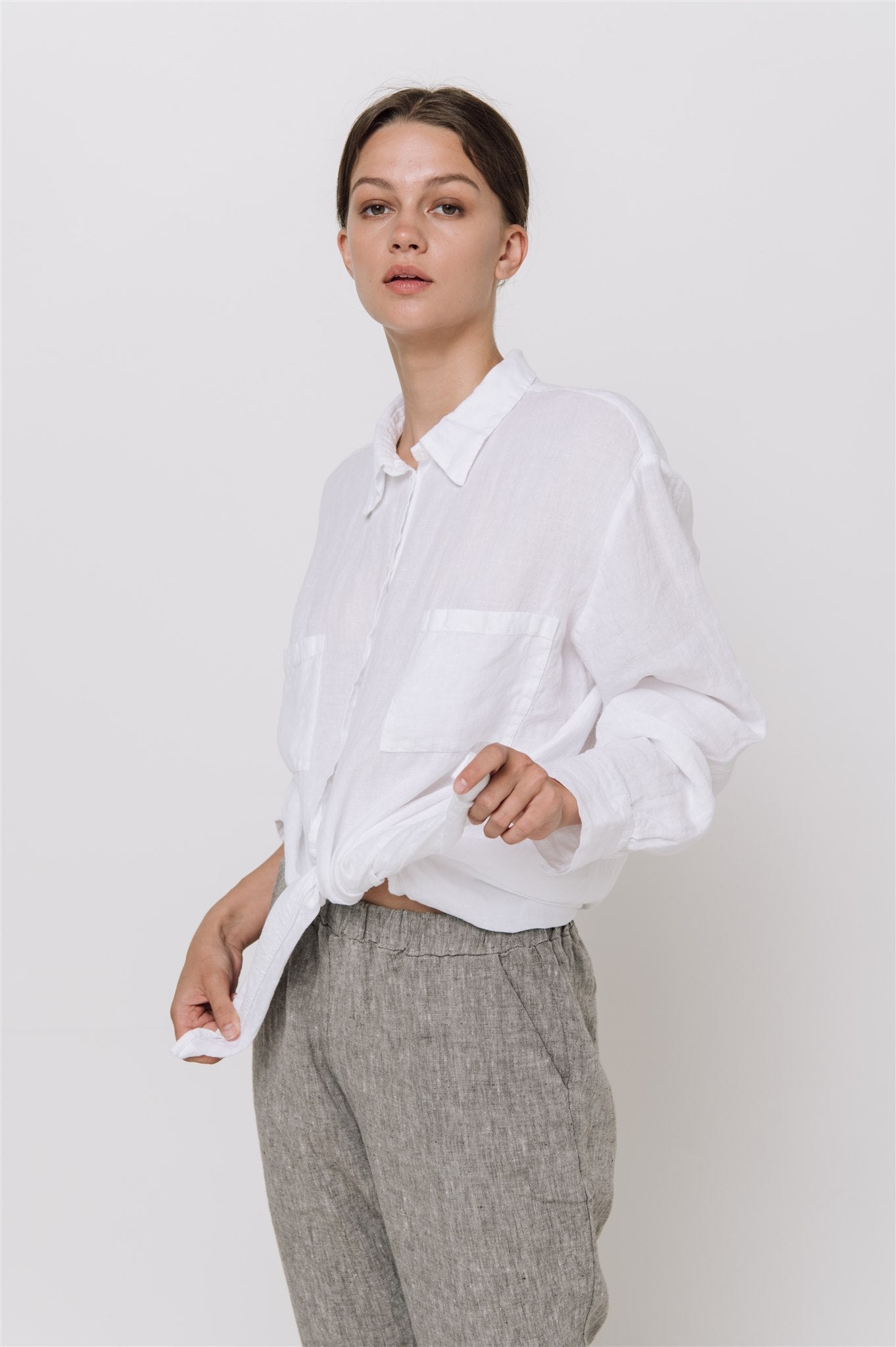 BOYFRIEND oversize linen shirt natural linen - MOO Linen Shop
