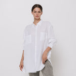 BOYFRIEND oversize linen shirt natural linen - MOO Linen Shop