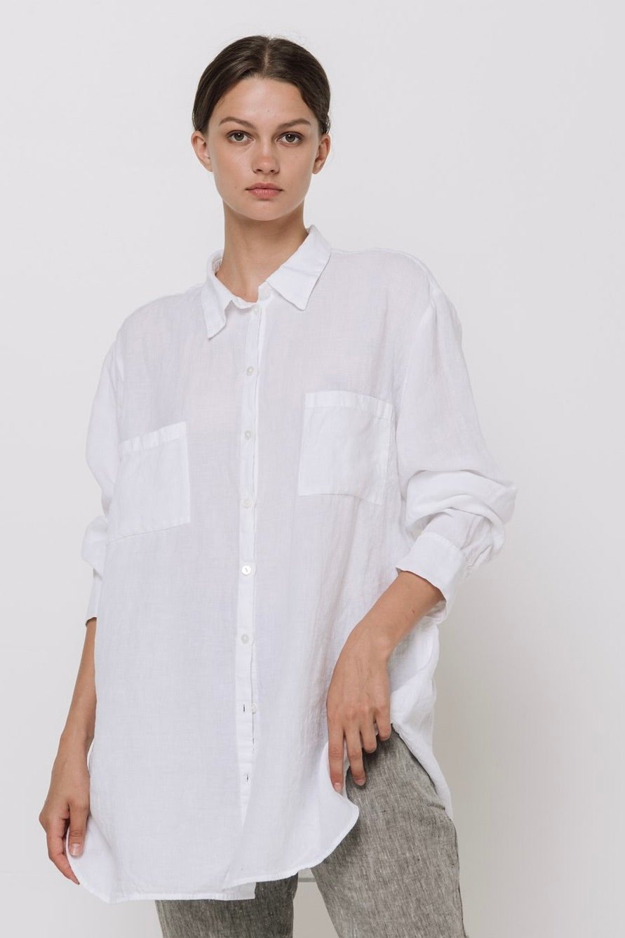 BOYFRIEND oversize linen shirt natural linen - MOO Linen Shop